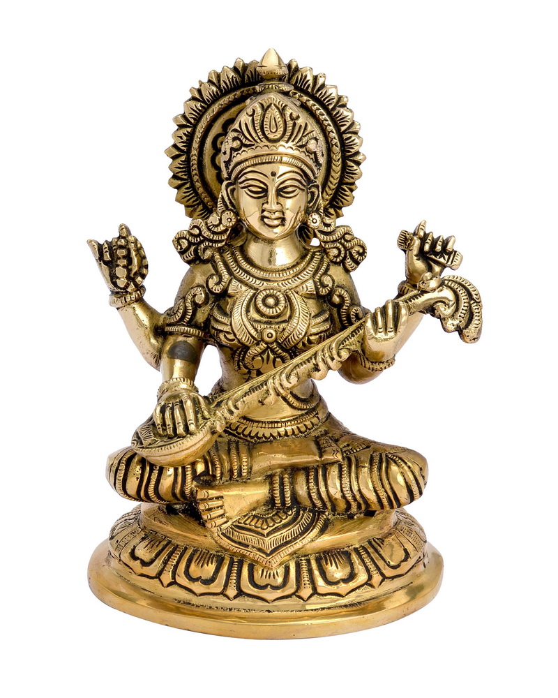 Saraswati Ji brass statue k 162